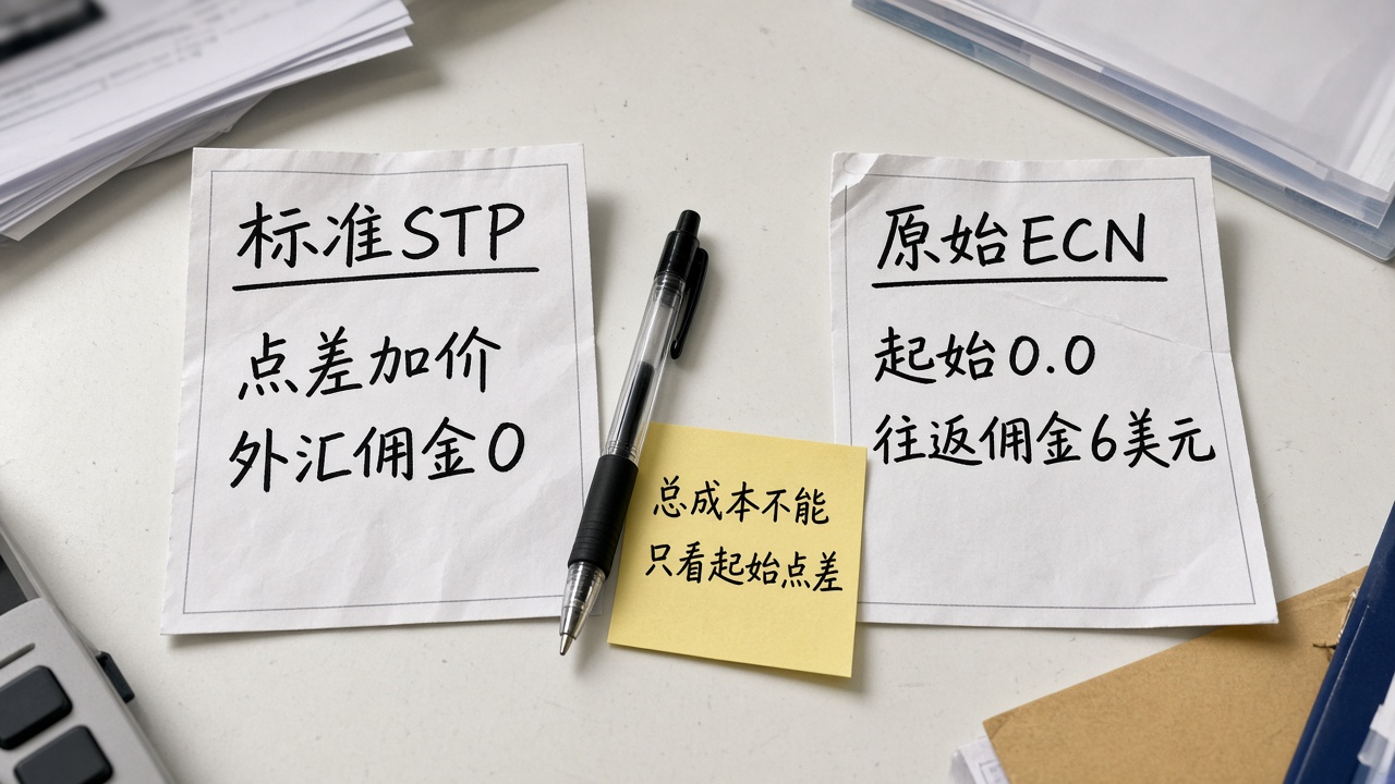 VT Markets 账户怎么选？标准 STP 与原始 ECN 的点差、佣金和总成本比较